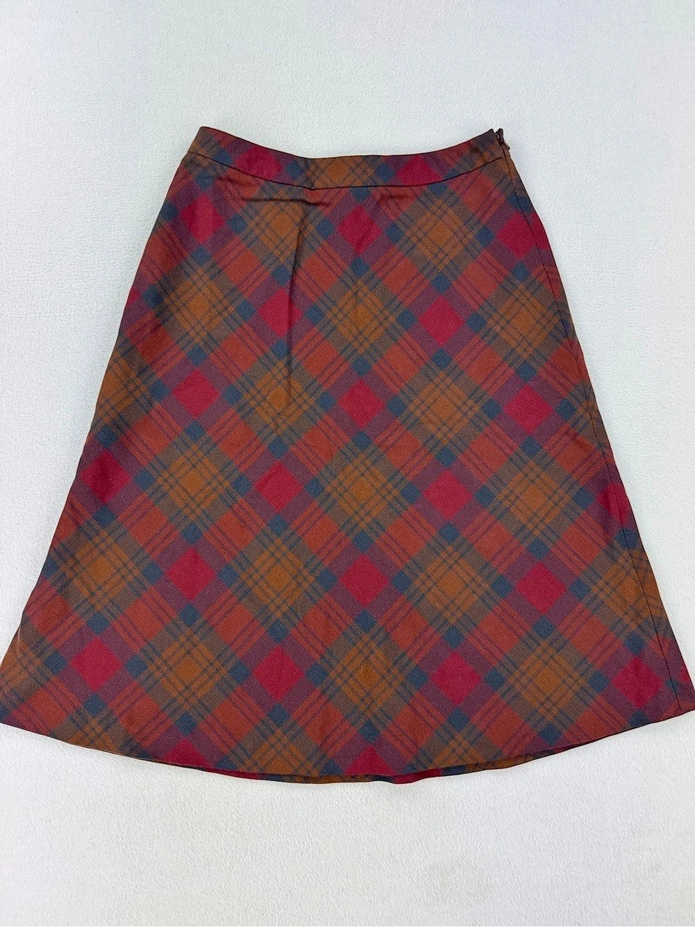 346 Brooks Brothers Petite Plaid Tartan Pattern Midi Skirt 100% Wool Women Sz 2P